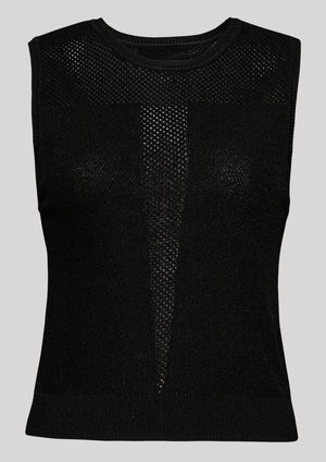 SHIRT SLEEVELESS STRETCH - KNIT black - BERENIK