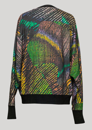 SWEATER OVERSIZED - COTTON JERSEY printed peacock - BERENIK