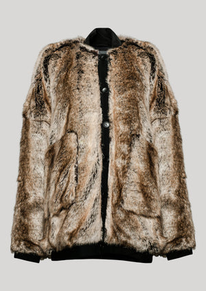 PILOT JACKET - FAUX RACOON black/beige - BERENIK