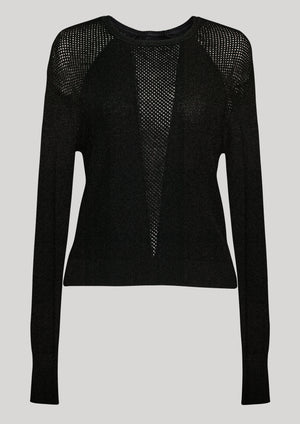 SWEATER LONG SLEEVE - KNIT TRANSPARENT black - BERENIK