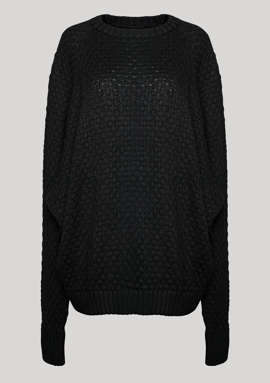 SWEATER OVERSIZE - KNIT PEARL black - BERENIK