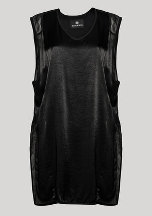SHIRT - SILKY RAYON SATIN black shiny - BERENIK
