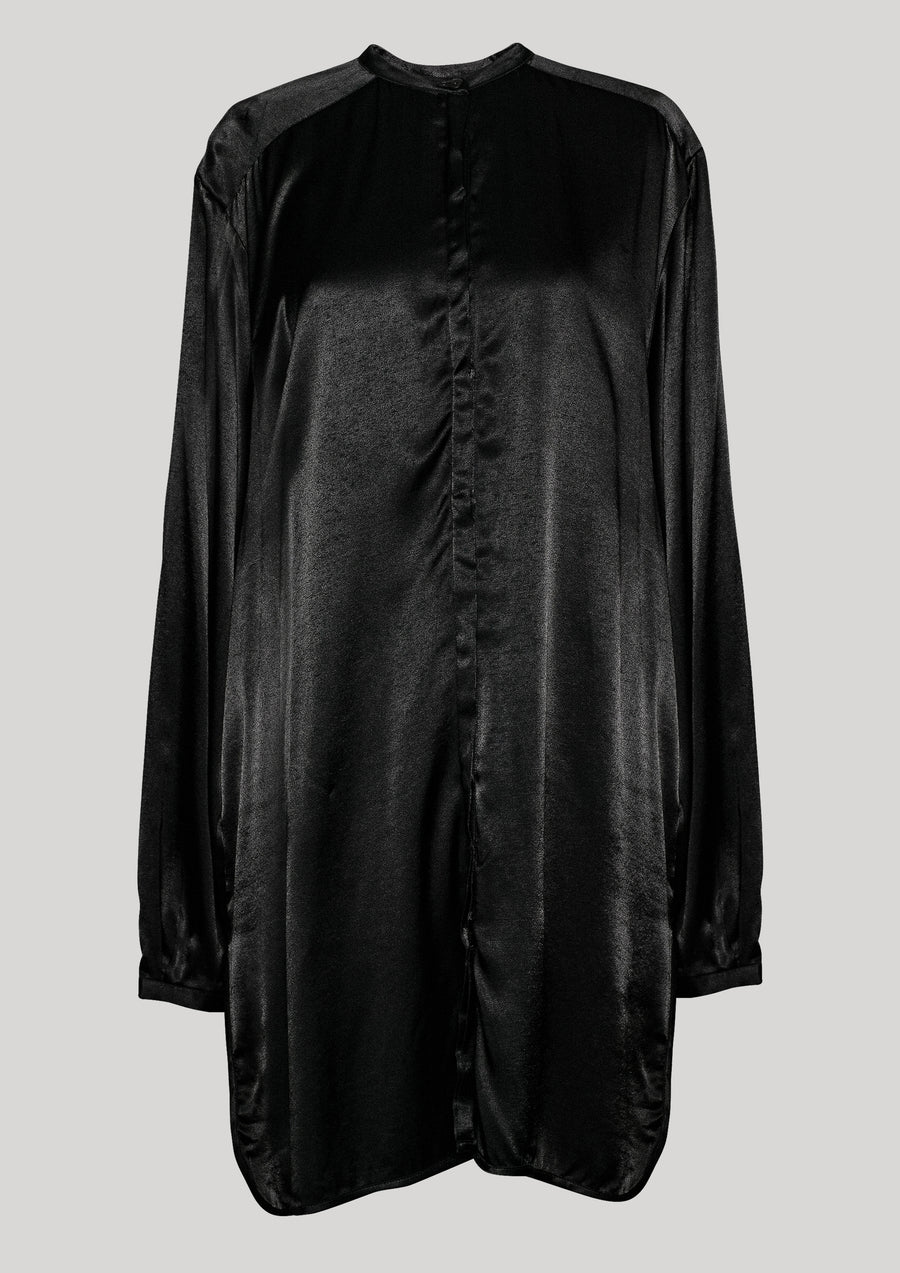 BLOUSE LONG - SILKY RAYON SATIN black - BERENIK