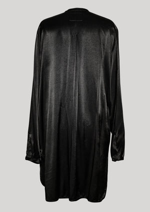 BLOUSE LONG - SILKY RAYON SATIN black - BERENIK