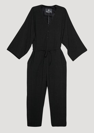 JUMPSUIT-LOOSE/BELT - black plain - BERENIK