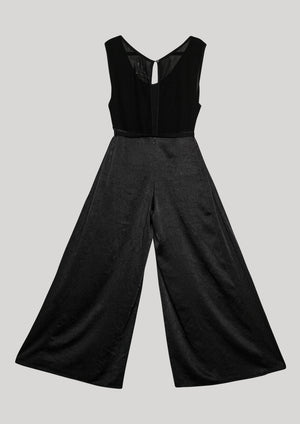 JUMPSUIT WIDE - black shiny/matt/mesh - BERENIK