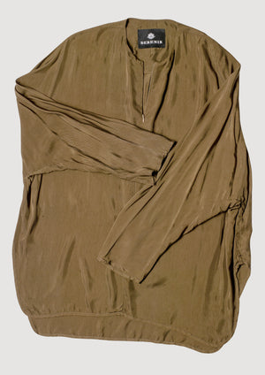 SHIRT ZIP OVERSIZED - SILKY CUPRO khaki - BERENIK