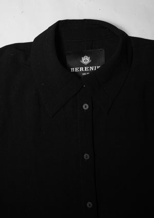 BLOUSE - SHORT SLEEVES - black plain - BERENIK