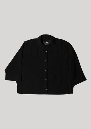 BLOUSE - SHORT SLEEVES - black plain - BERENIK