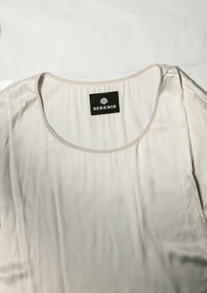 TOP OVERSIZE - SILKY RAYON SATIN white - BERENIK