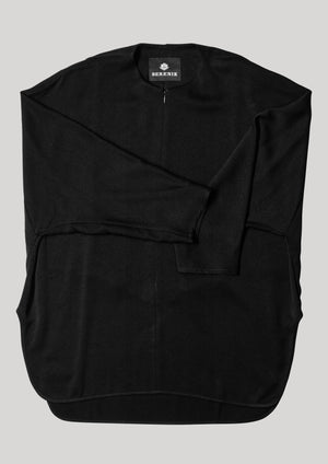 SHIRT ZIP OVERSIZED - HEAVY DRAPING black - BERENIK