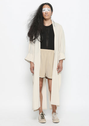 CARDIGAN LONG - SILKY STRETCH CREPE beige - BERENIK