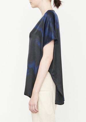 SHIRT SLEEVELESS-V-COLLAR PRINT (BLUE) - BERENIK
