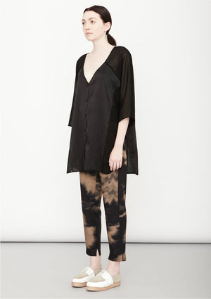 KIMONO SHIRT BLACK SHINY/MESH - BERENIK