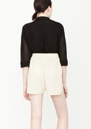 BLOUSE SHORT SLEEVES - SHINY/MESH black - BERENIK