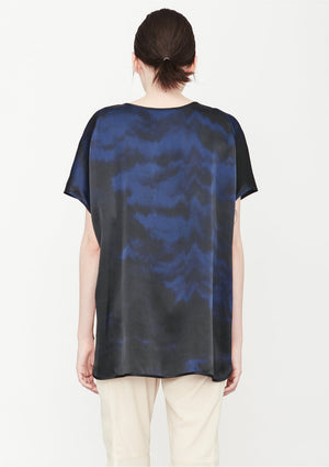 SHIRT SLEEVELESS-V-COLLAR PRINT (BLUE) - BERENIK