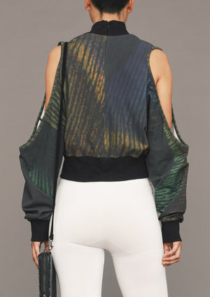 SWEATER CUT OUT TURTLENECK - COTTON JERSEY printed peacock - BERENIK