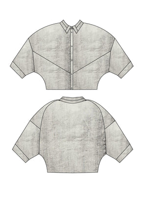 BLOUSE - SHORT SLEEVES - DENIM light grey washed - BERENIK