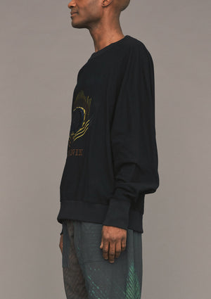 SWEATER OVERSIZED - black with logo embroidery - BERENIK
