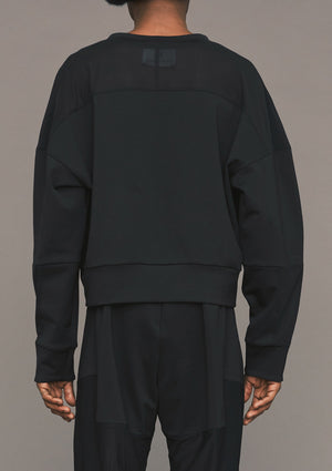 SWEATER PATCHWORK - COTTON JERSEY black transparent/opaque - BERENIK