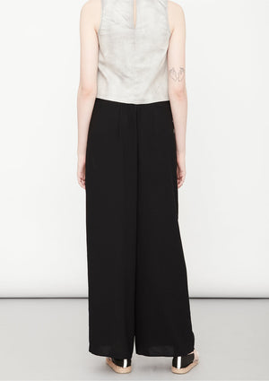 PANTS WIDE ELASTIC - black plain - BERENIK