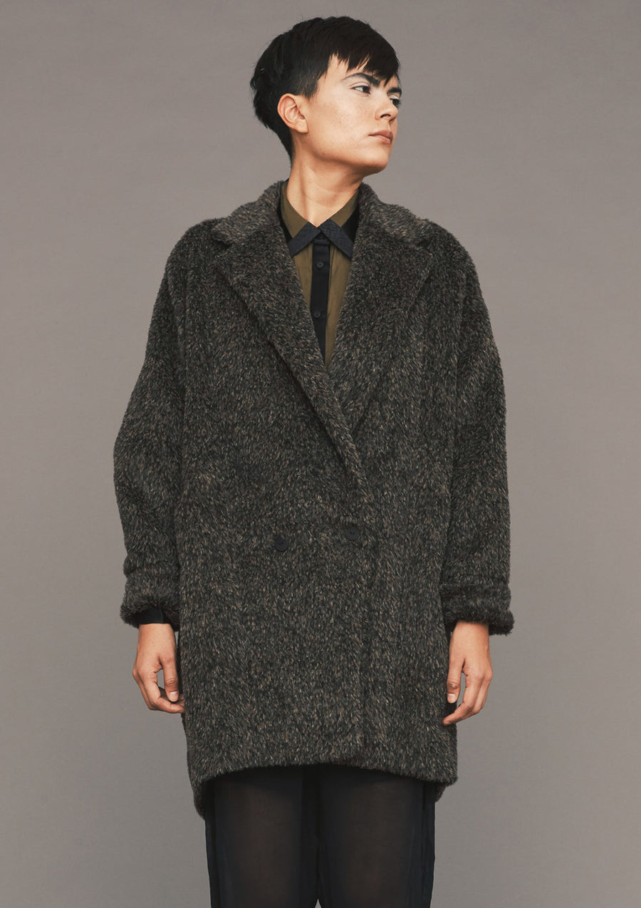 COAT - ALPACA SHAGGY brown/black - BERENIK