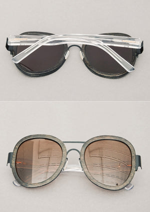 BIG UNISEX BAMBOO SUNGLASSES - dark brown with transparent temples - BERENIK