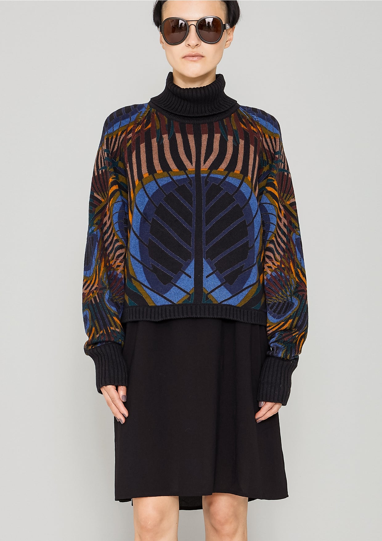 SWEATER TURTLENECK - KNIT printed peacock - BERENIK