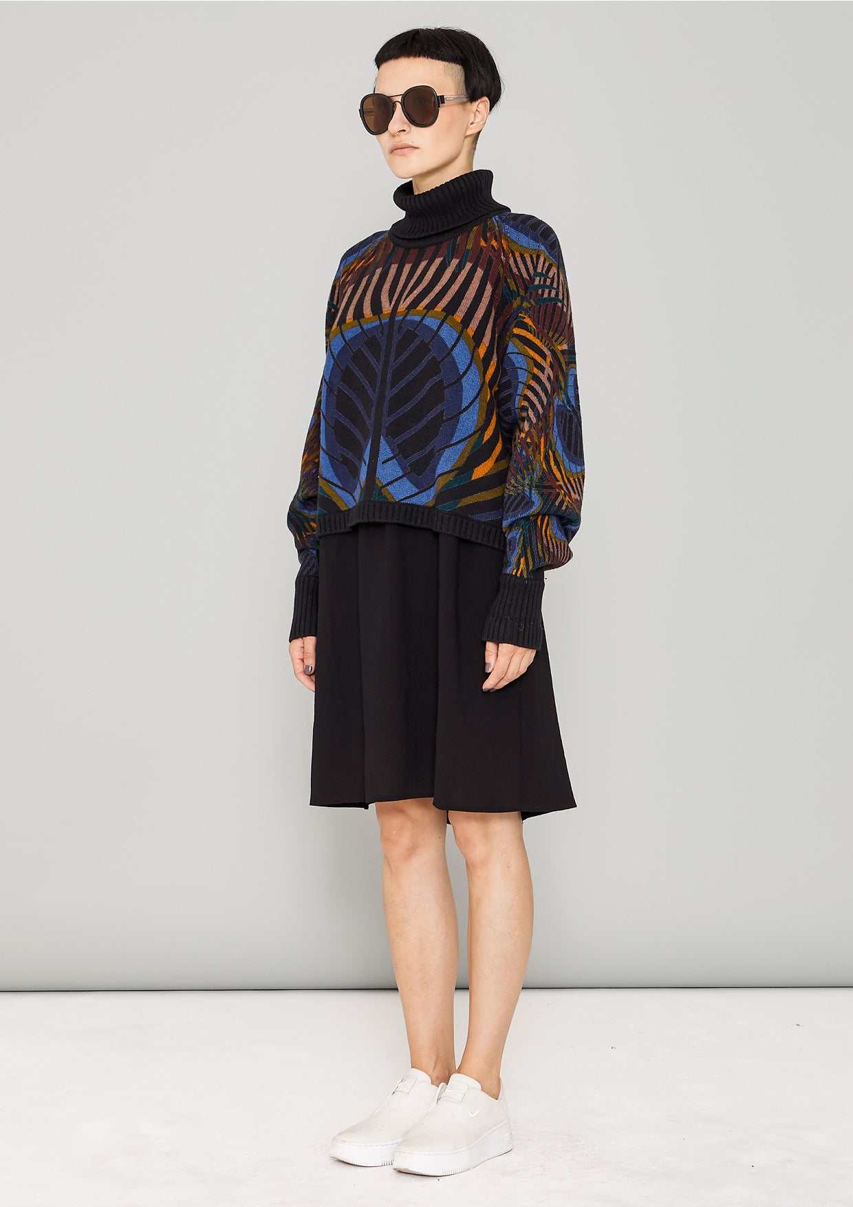 SWEATER TURTLENECK - KNIT printed peacock - BERENIK
