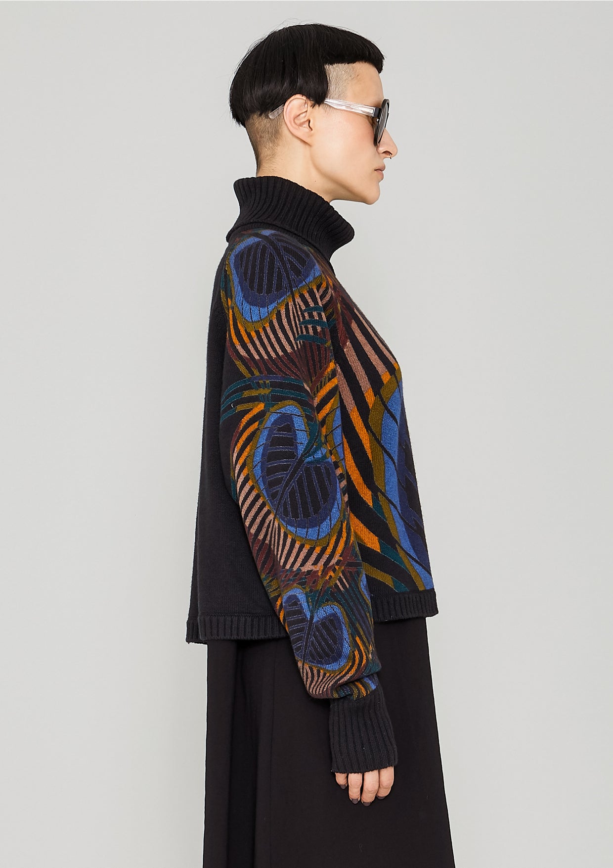 SWEATER TURTLENECK - KNIT printed peacock - BERENIK