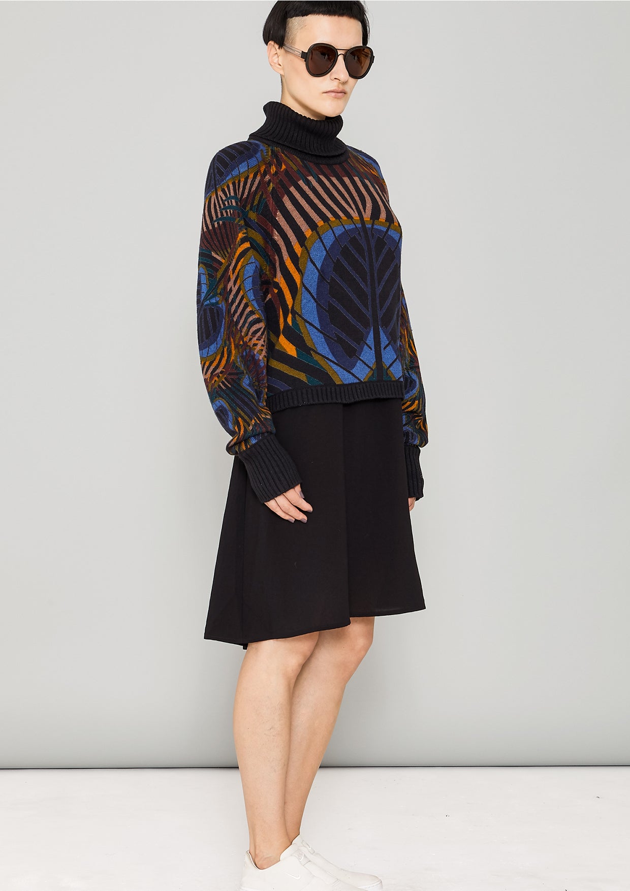 SWEATER TURTLENECK - KNIT printed peacock - BERENIK