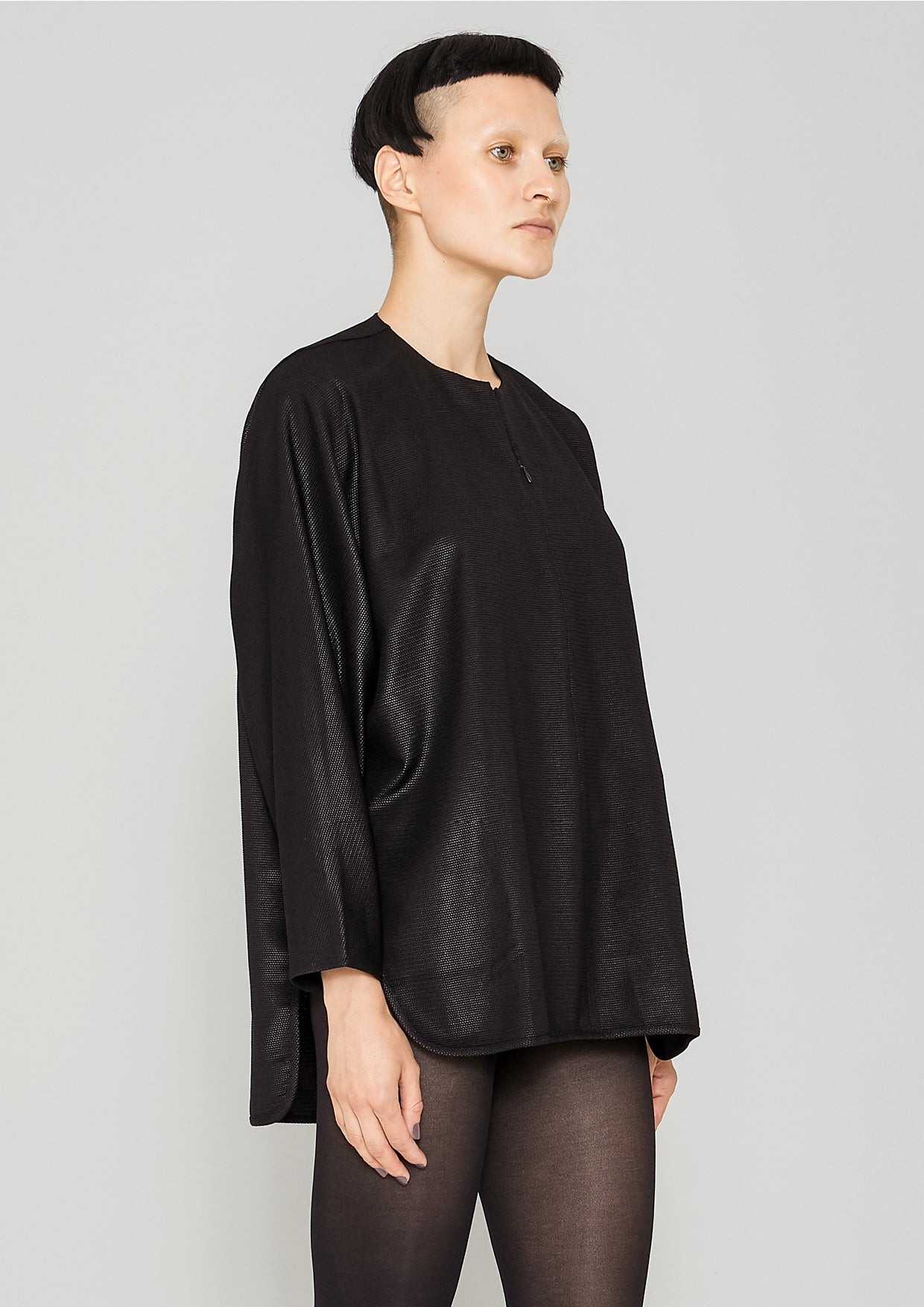 SHIRT ZIP OVERSIZED - TECH LACES STRETCH black - BERENIK