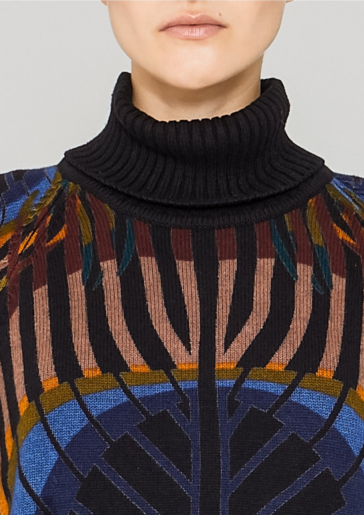 SWEATER TURTLENECK - KNIT printed peacock - BERENIK