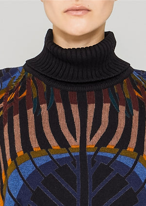 SWEATER TURTLENECK - KNIT printed peacock - BERENIK