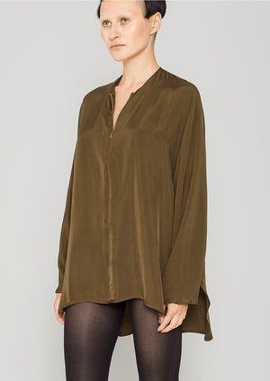 SHIRT ZIP OVERSIZED - SILKY CUPRO khaki - BERENIK