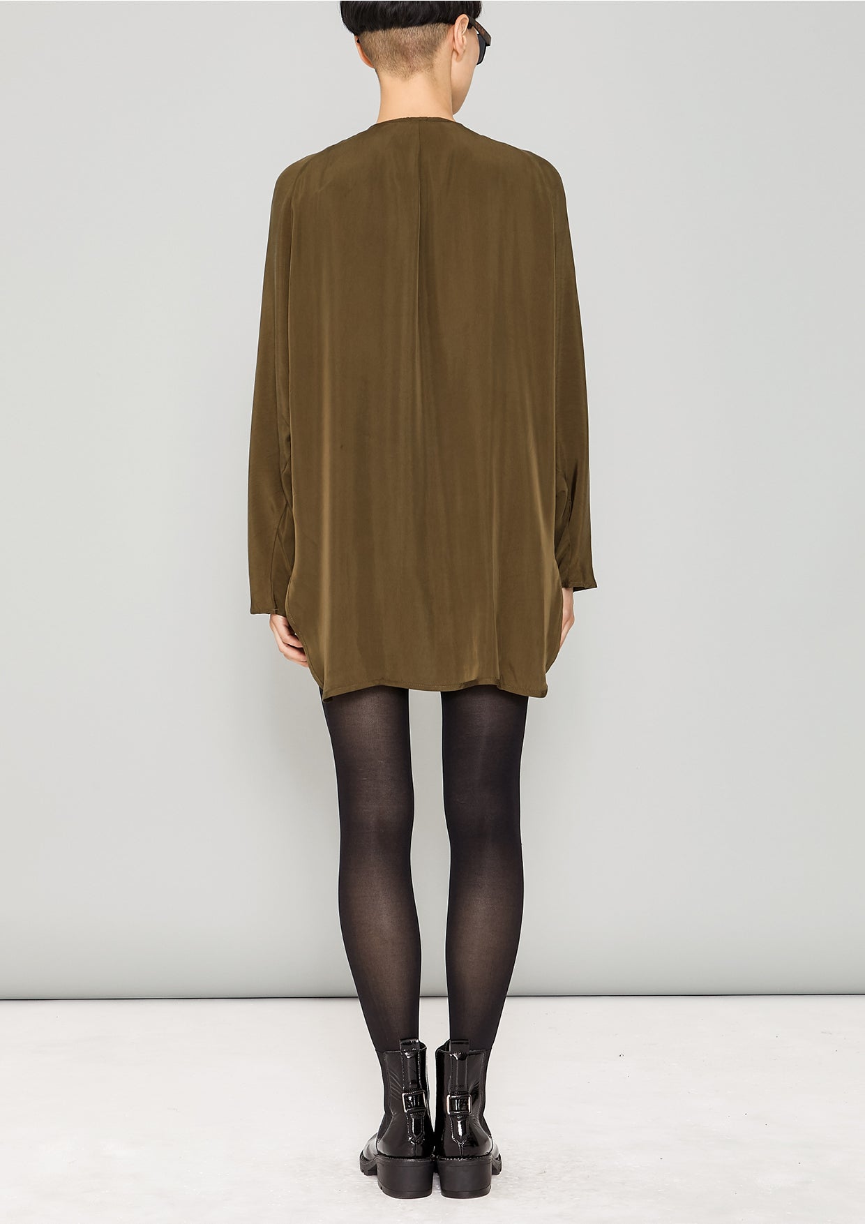 SHIRT ZIP OVERSIZED - SILKY CUPRO khaki - BERENIK