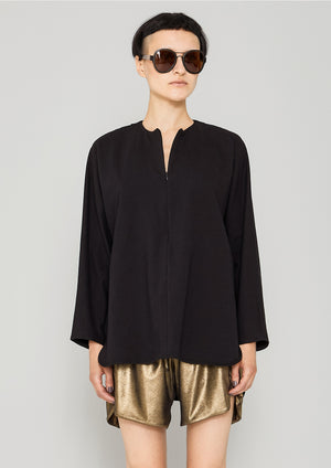 SHIRT ZIP OVERSIZED - COTTON JERSEY black - BERENIK