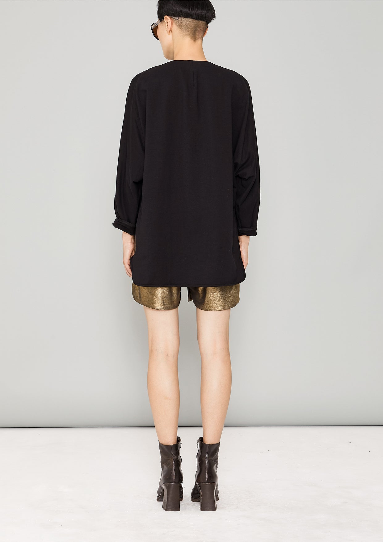 SHIRT ZIP OVERSIZED - COTTON JERSEY black - BERENIK