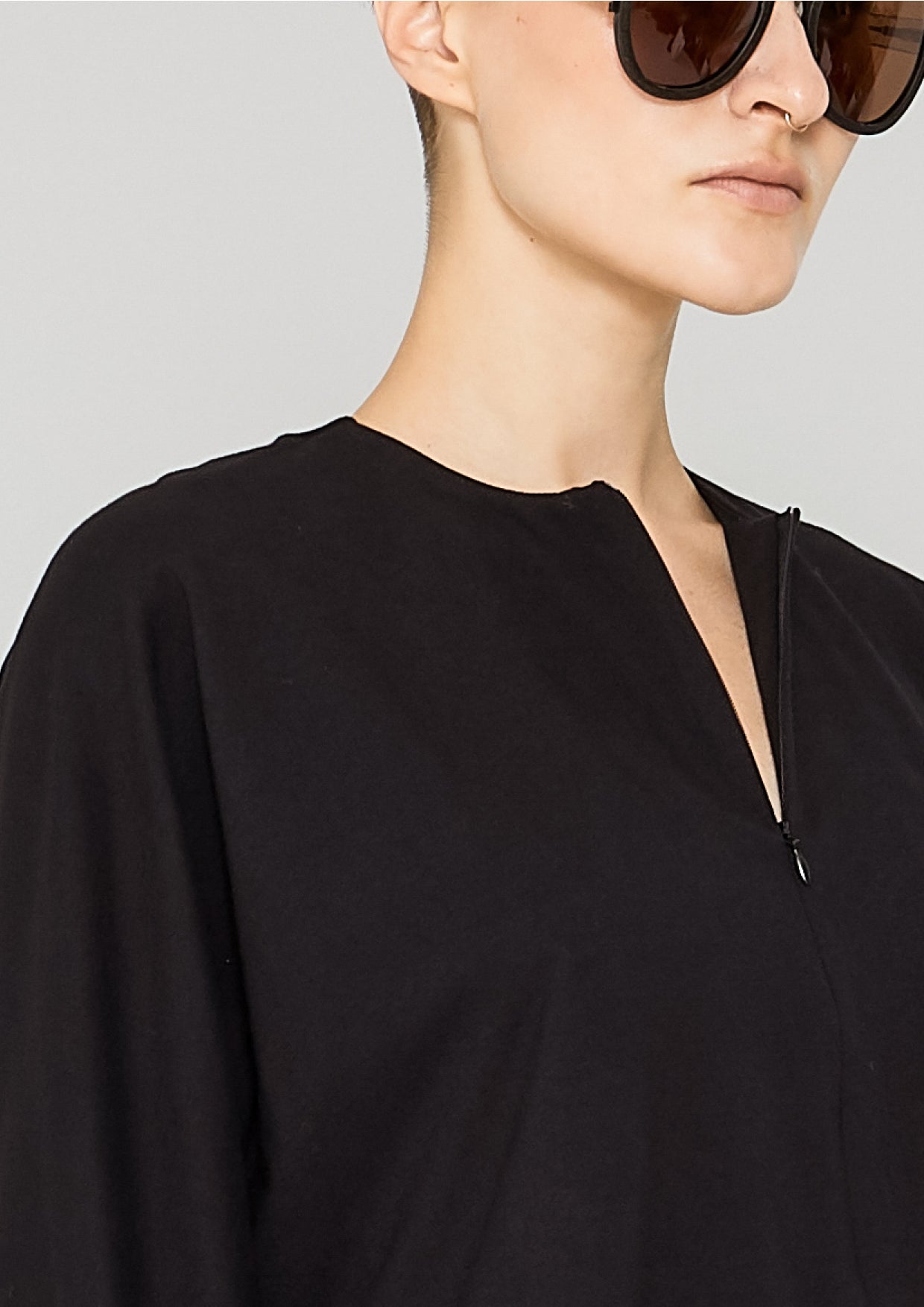 SHIRT ZIP OVERSIZED - COTTON JERSEY black - BERENIK