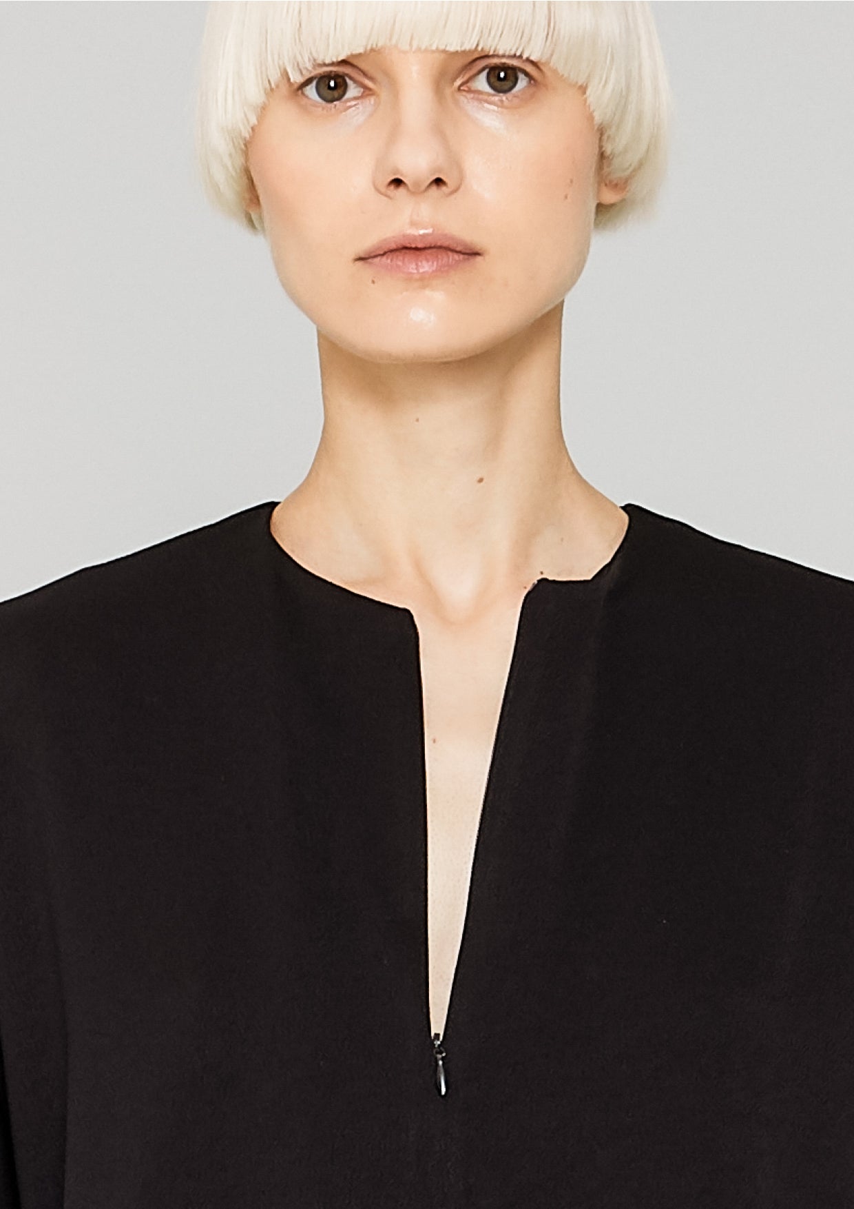 SHIRT ZIP OVERSIZED - HEAVY DRAPING black - BERENIK