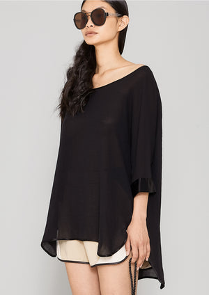 TOP OVERSIZE - VINTAGE GEORGETTE black - BERENIK