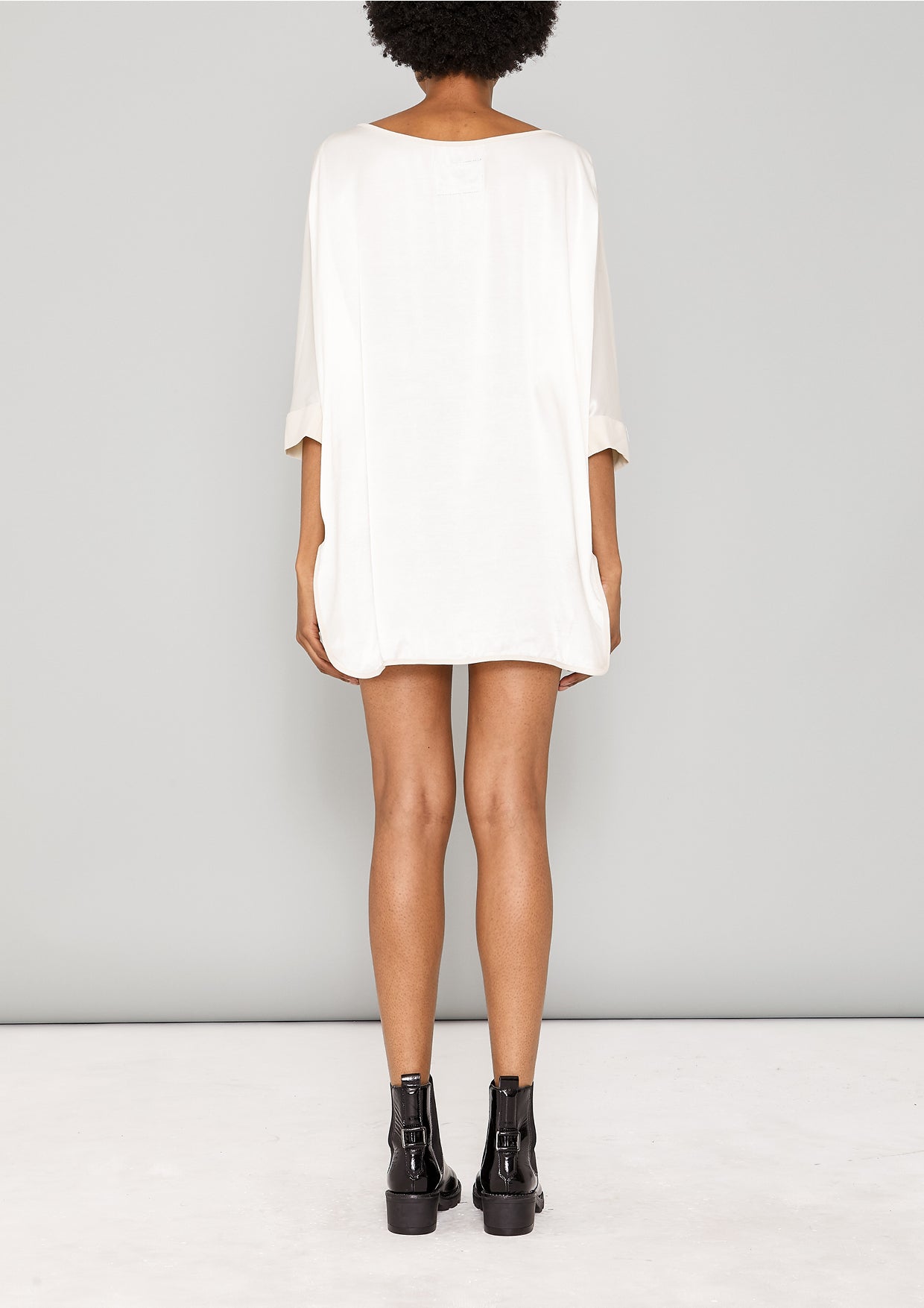 TOP OVERSIZE - SILKY RAYON SATIN white - BERENIK