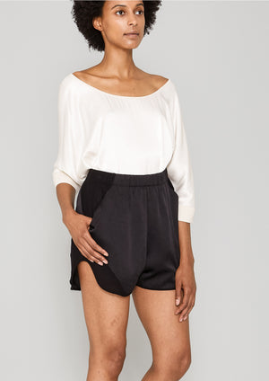 TOP OVERSIZE - SILKY RAYON SATIN white - BERENIK