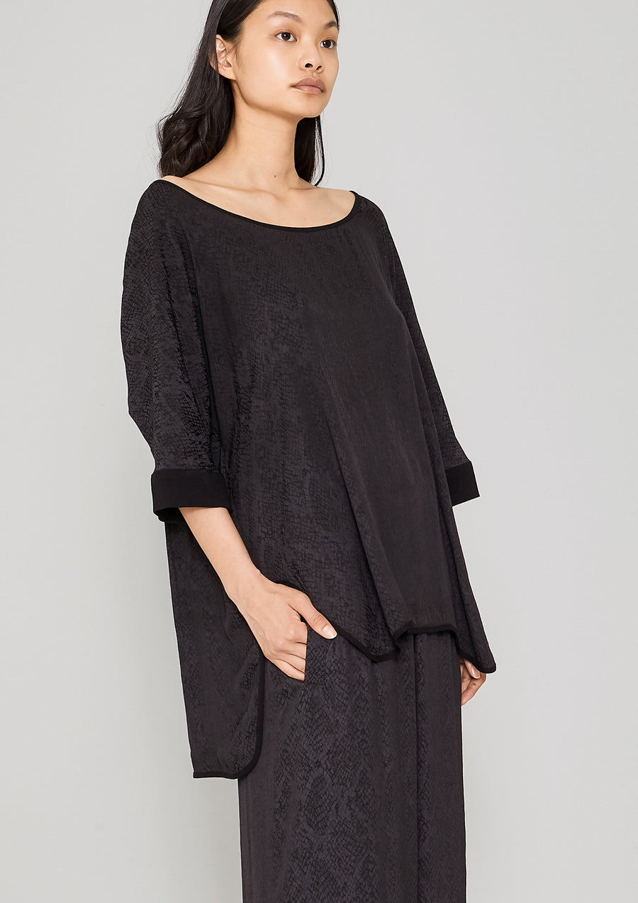 TOP OVERSIZED - JACQUARD SATIN black snake - BERENIK