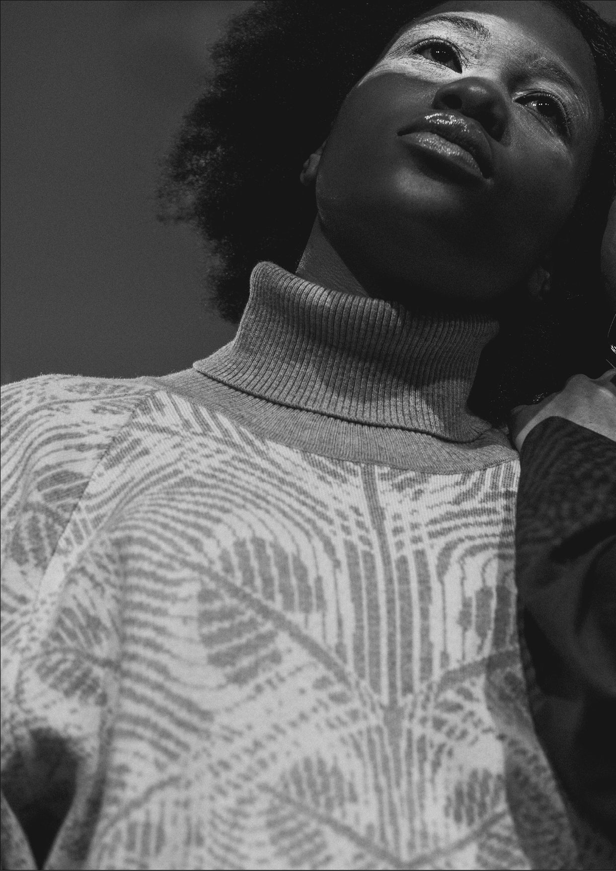 SWEATER TURTLENECK - KNIT JACQUARD beige/white - BERENIK