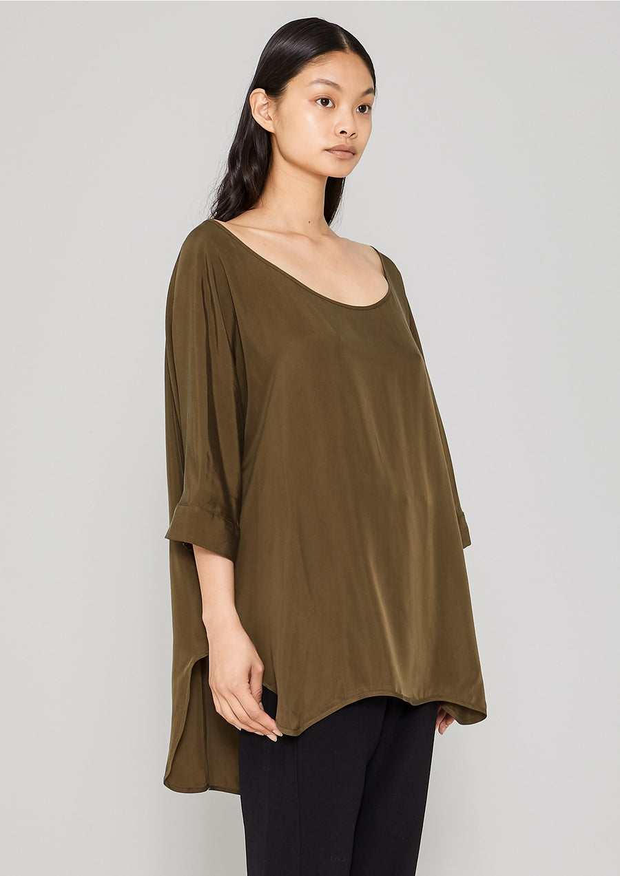 TOP OVERSIZED - SILKY CUPRO khaki - BERENIK