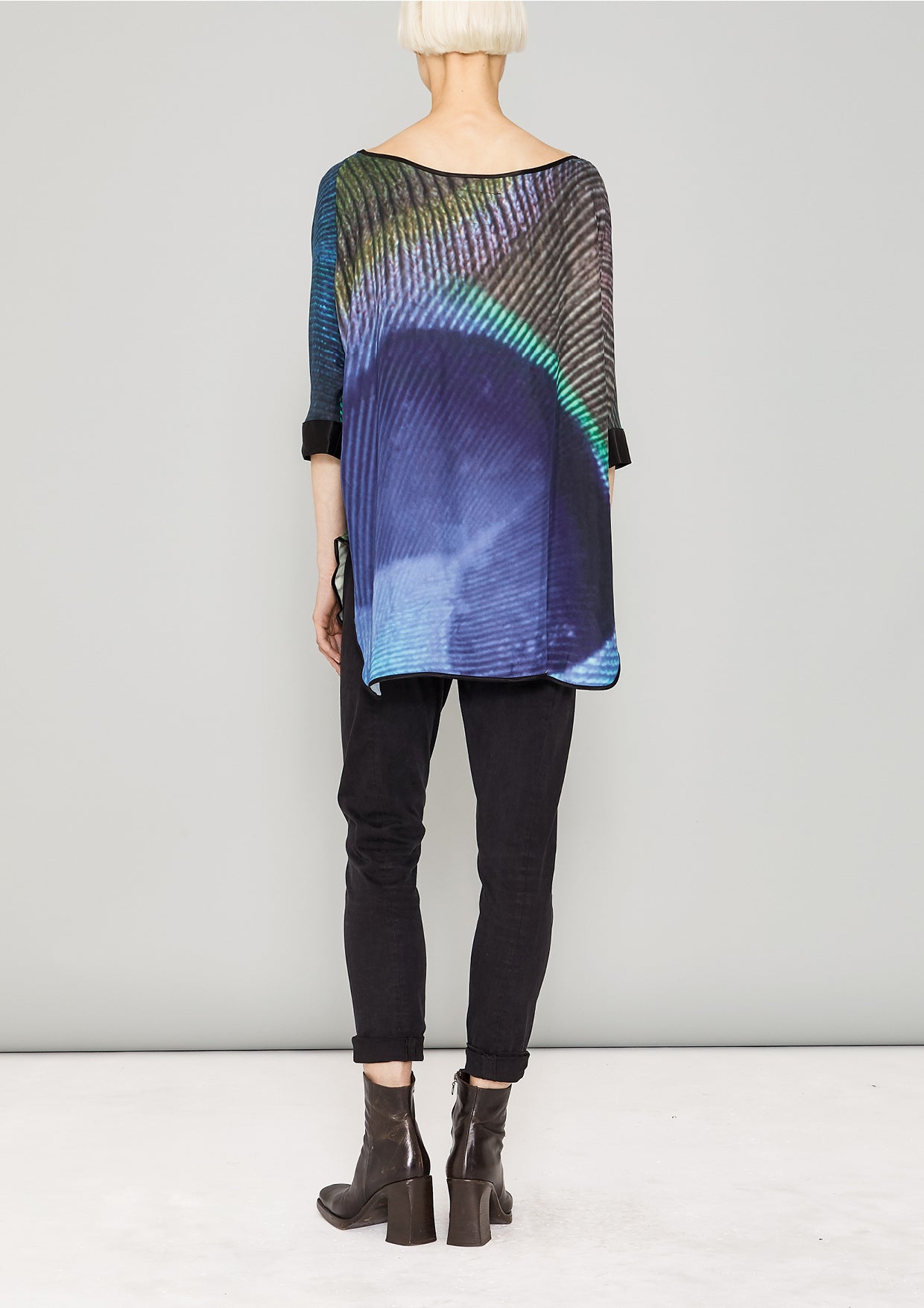 TOP OVERSIZE - SILKY CUPRO printed peacock - BERENIK