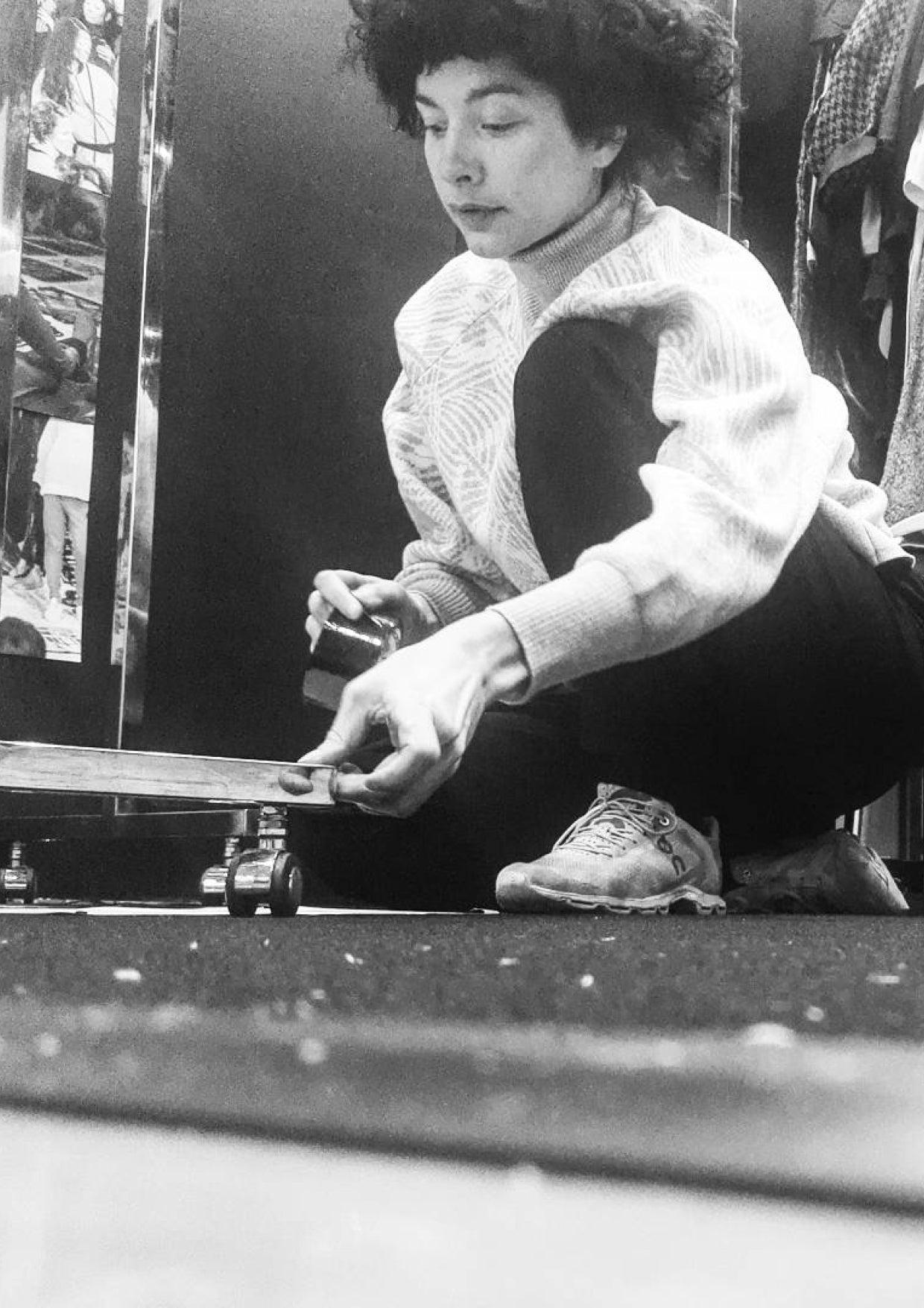 SWEATER TURTLENECK - KNIT JACQUARD beige/white - BERENIK