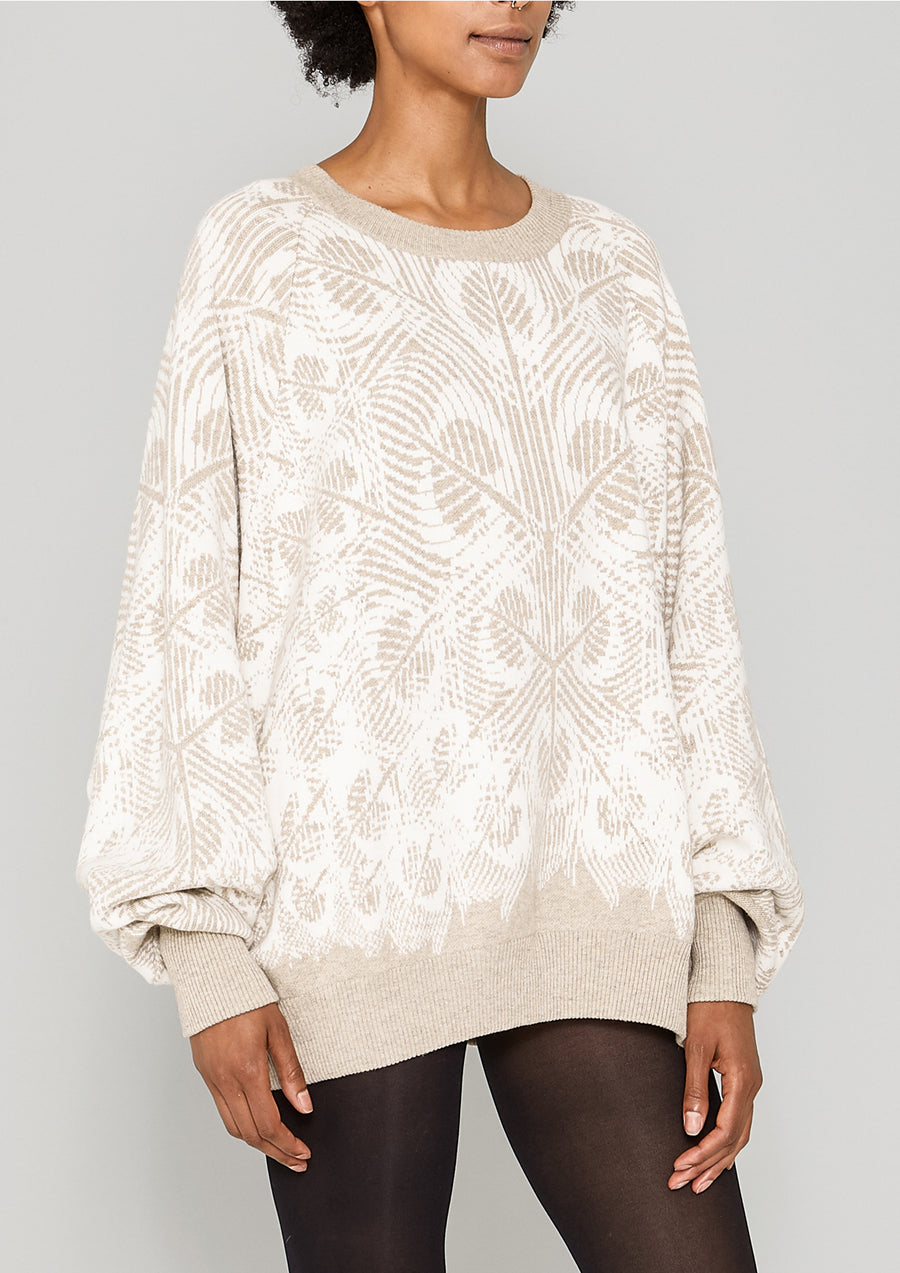 SWEATER OVERSIZED - KNIT PEACOCK beige - BERENIK