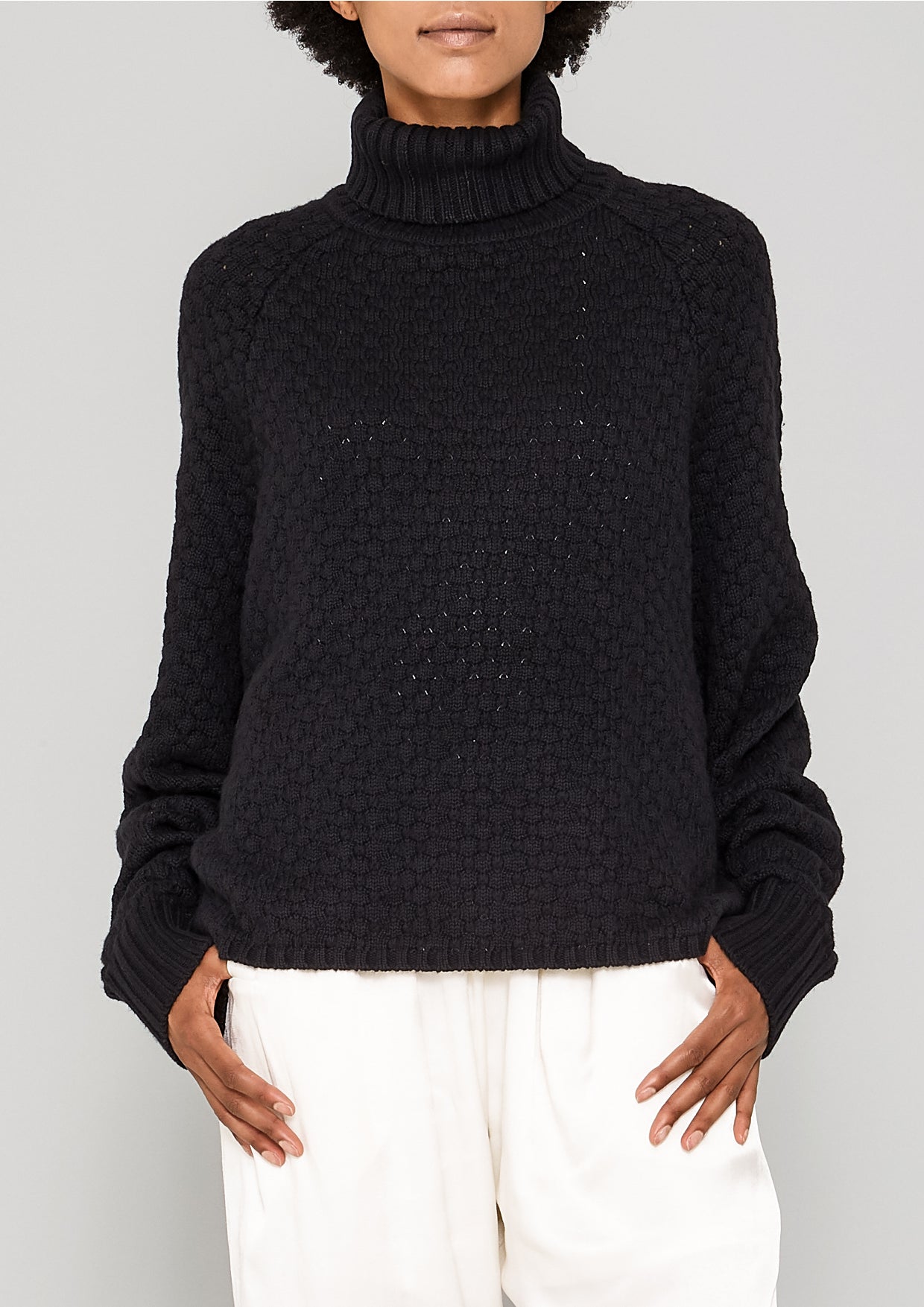 SWEATER TURTLENECK - KNIT PEARL black - BERENIK